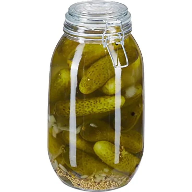 relaxdays Einmachglas 3 Liter, Glas mit Bügelverschluss und Gummidichtung, transparent