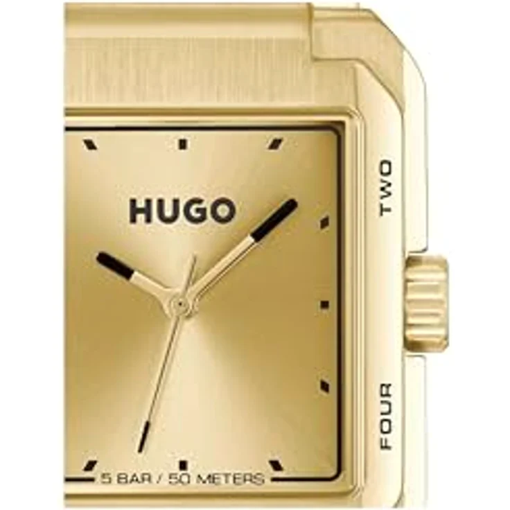 HUGO Uhr mit DREI-Zeiger-Quarzwerk für Herren Kollektion #Thrive ANALOG mit Gelbgoldfarbenes Edelstahlarmband - 1530381, Wasserabweisend bis 5 bar – Bild 2