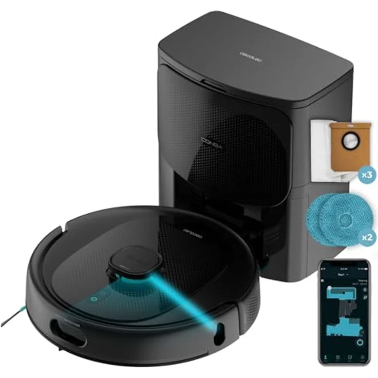 Cecotec Conga 9990 AI Spin Revolution Ultra Power Home, Saugroboter mit 10.000 Pa, Lasernavigation, Automatikentleerung, 240 Minuten Akkulaufzeit, Künstliche Intelligenz – Bild 1