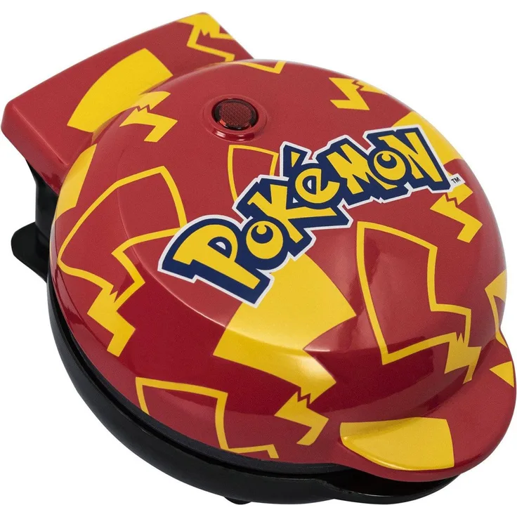 Mad Monkey Pokémon Mini-Waffeleisen Pikachu, offiziell lizenziert mit Thermostat für gleichmäßige Bräunung und Dual-Leuchte