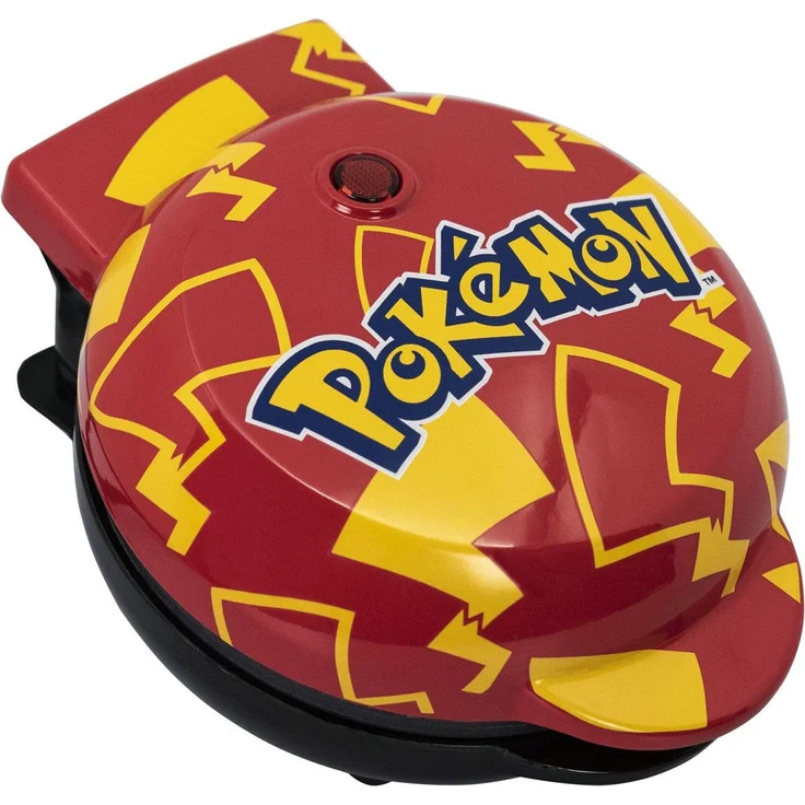 Mad Monkey Pokémon Mini-Waffeleisen Pikachu, offiziell lizenziert mit Thermostat für gleichmäßige Bräunung und Dual-Leuchte