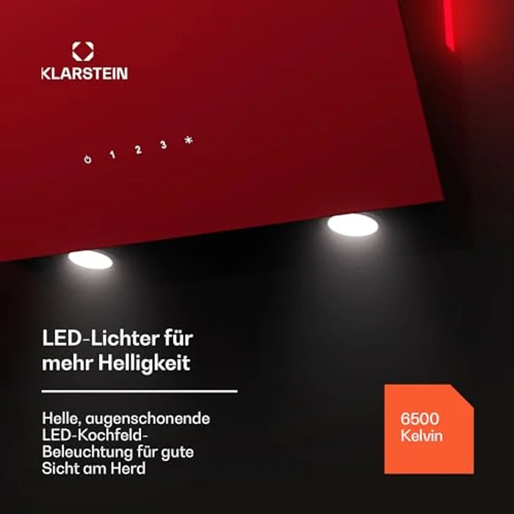 Klarstein Dunstabzugshaube 60cm, Abluft-Dunstabzugshaube mit 600m³/h Luftstrom, Spülmaschinenfester Aluminium Filter, LED-Beleuchtung, weiß – Bild 4