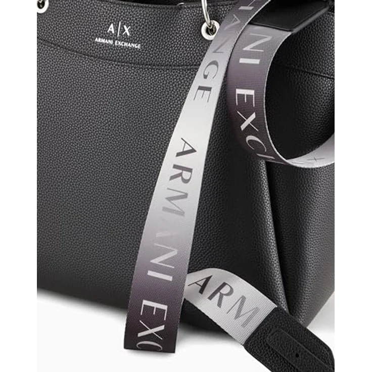 ARMANI EXCHANGE Shopper, Polyurethan, elegantes Design mit abnehmbarem Umhängeriemen, Schwarz – Bild 3