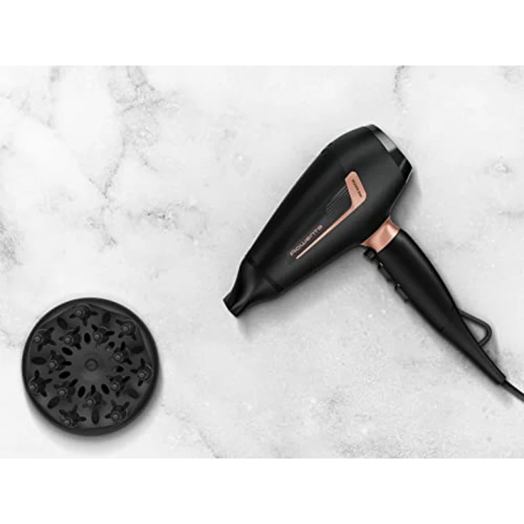 Rowenta Pro Expert Haartrockner, Motor Pro AC, Leistung 2.200 W, extrem schnelles Trocknen, Ionen-System zur Reduzierung statischer Elektrizität, 2 Zu, Schwarz/Sommerblush – Bild 2