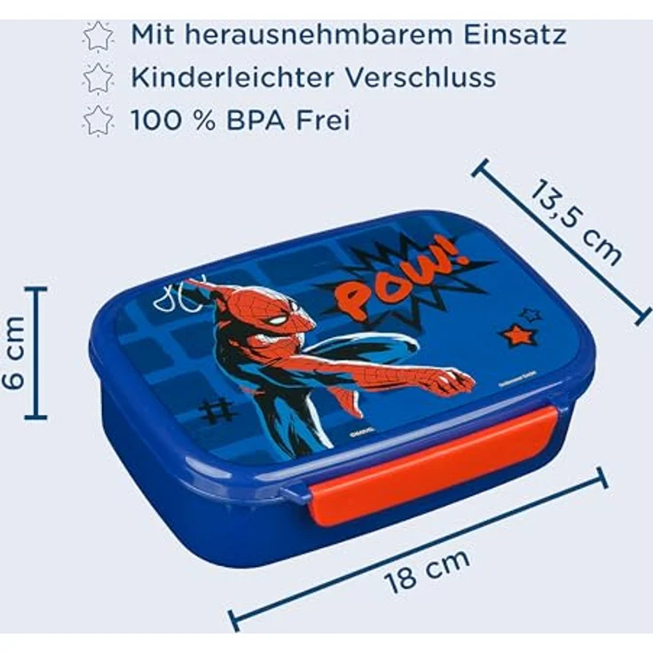 Scooli Lunchbox Spider-Man Set mit Trinkflasche, auslaufsicher, BPA-frei, 500 ml – Bild 2
