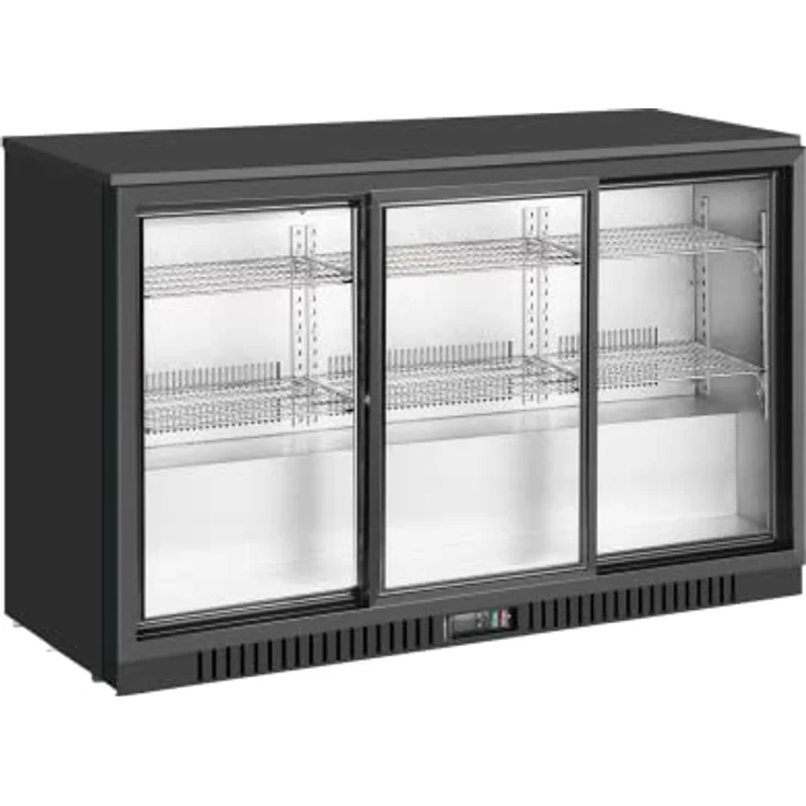 METRO Professional GBC3103 Glastür-Kühlschrank, 308 L, 3-türig, 9 verstellbare Einlegeböden, LED Beleuchtung, mit Schloss, schwarz – Bild 2