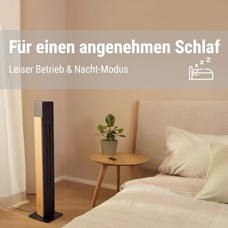 Stadler Form Nick, Leiser Turmventilator mit Schwenkfunktion, 10 Geschwindigkeitsstufen, Timer und Fernbedienung, Schwarz mit natürlichem Bambus – Bild 5