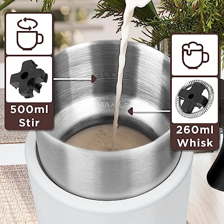 Duronic MF500 WE Milchaufschäumer, Induktion mit 500 ml abnehmbaren Behälter, XXL Milch Wärmer für Heiß- und Kaltschaum, Schwarz – Bild 2