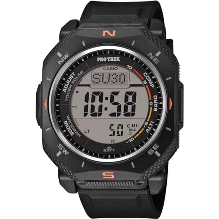 Casio PRO TREK PRG-69, Herren Digital Quarz Armbanduhr mit Solarbetrieb, Kompass, Stoppuhr und Wasserdichtigkeit bis 10 bar, Schwarz – Bild 1