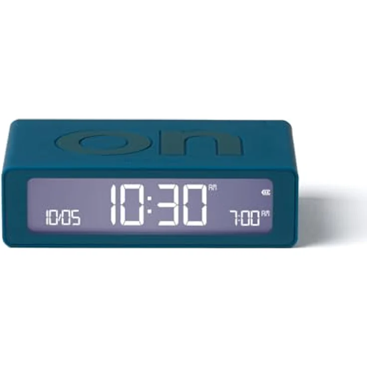 LEXON Flip Mini Reisewecker, digitaler LED-Wecker mit On/Off-Funktion, einstellbarer Helligkeit, wiederaufladbar und berührungsempfindlich - Ente Blau – Bild 1