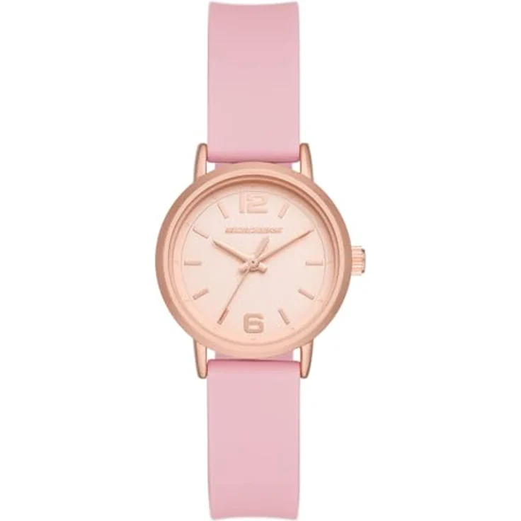 Skechers Damen Analog Quarz Uhr SR6297, 30-mm Gehäuse mit roségoldfarbenem Zifferblatt, Silikonarmband in Rosé, wasserdicht bis 30 m – Bild 1
