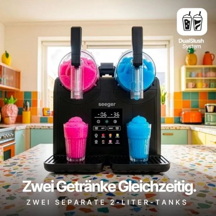 Seeger SuperSlush Twin, Slush-Eismaschine mit 2 separaten 2-Liter-Behältern und InstantFreeze-Technologie – Bild 2