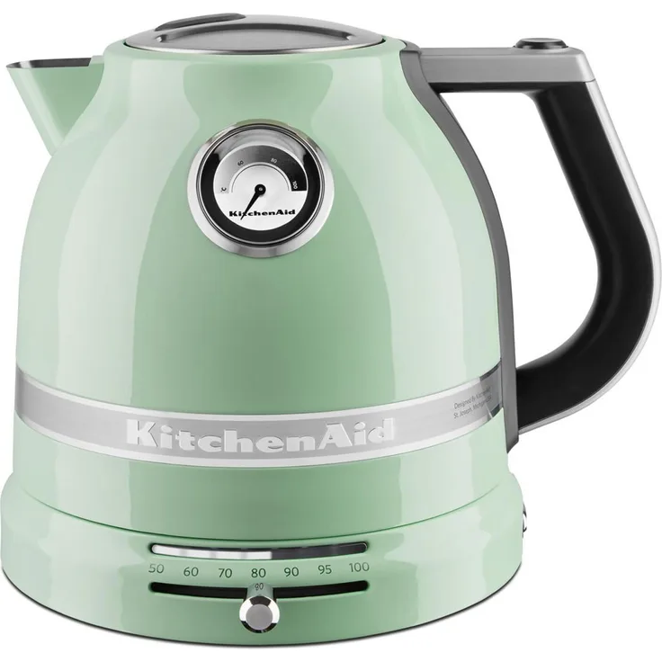 KitchenAid 5KEK1522EPT Artisan Wasserkocher, 1,5 l, 2400 W, Schwarz-Grün, Edelstahl, einstellbare Temperatur 50-100°C, doppelwandige Isolierung, auswechselbarer Filter