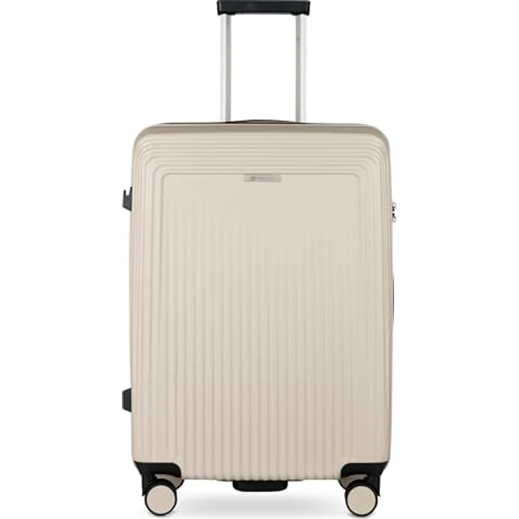bugatti Linea 4 Rollen Trolley M, 66 cm, beige, aus 100% Polycarbonat, mit komfortablem Handling – Bild 1