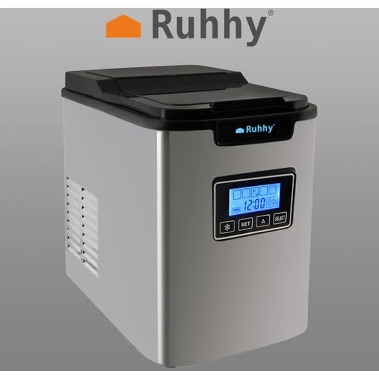 Ruhhy Eismaschine Eiswürfelmaschine mit variabler Würfelgröße - 120 W Leistung, 2,2l, Edelstahl – Bild 2