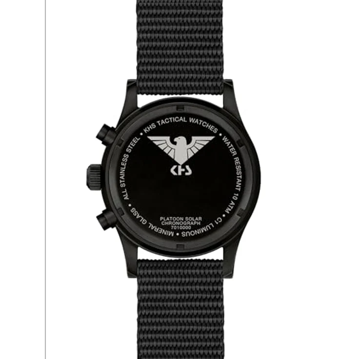 KHS Platoon Black Steel Solar Chronograph KHS.PLABSSC.NB mit Natoband schwarz, wasserdicht 10 Bar – Bild 5