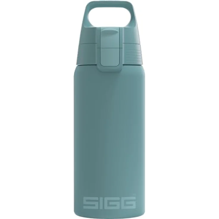 SIGG Shield Therm One Thermosflasche, isolierte 0,5L Edelstahl-Trinkflasche für kohlensäurehaltige Getränke, auslaufsicher, BPA-frei, spülmaschinenfest, graublau – Bild 1