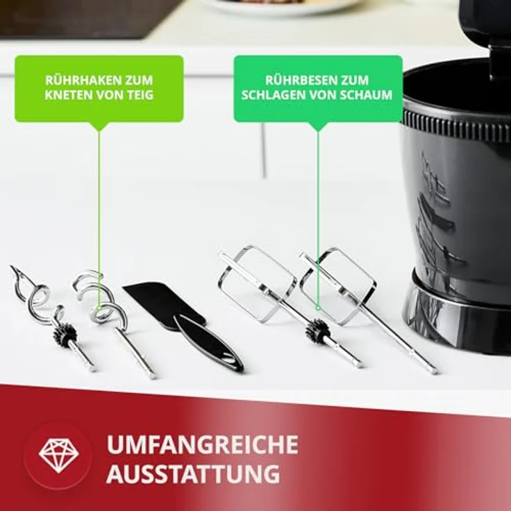 MPM Mikser ręczny MPM MMR-20Z/C z misą obrotową czarny, Küchenmaschine, Schwarz – Bild 4
