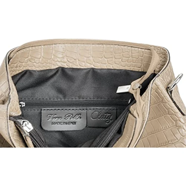 Cluty Umhängetasche, echt Leder, Kroko-Optik, Made in Italy, 2-geteiltes Hauptfach, verstellbarer Schultergurt – Bild 9