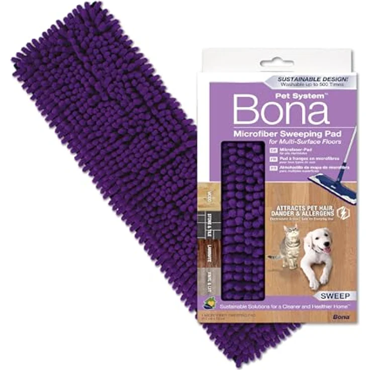 Bona Pet System Mikrofaser Sweeping Pad, elektrostatische Wirkung, waschbar, für Holz- und Hartböden - Preisvergleich – Bild 1
