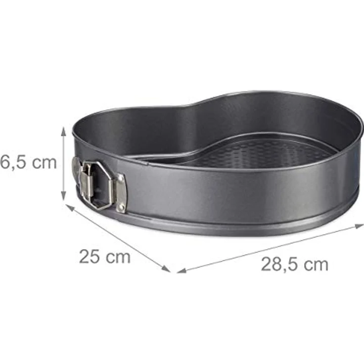 Relaxdays XL Backform Herz, romantische Kuchen & Torten, antihaft, Springform, BxT: 28,5 x 25 cm, Carbonstahl, anthrazit – Bild 5