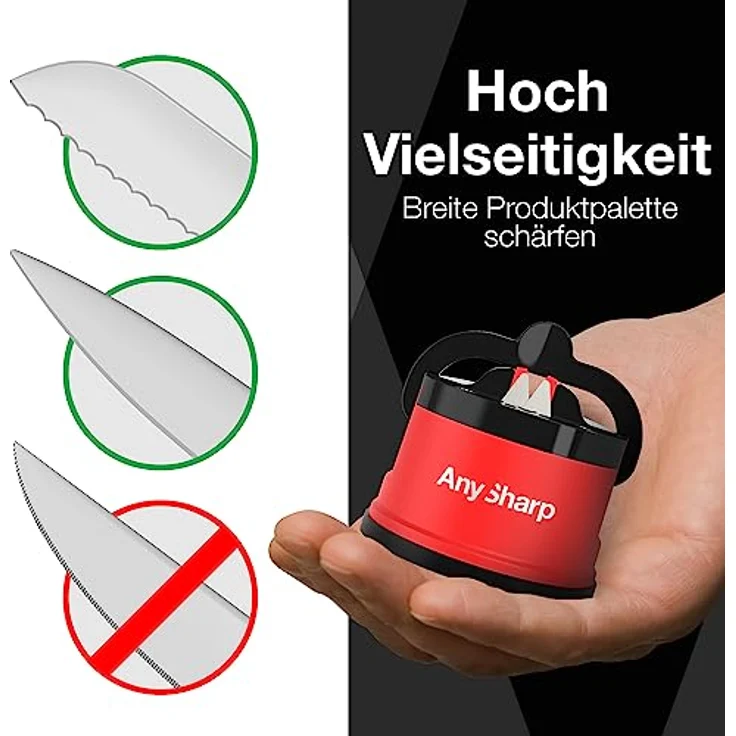 AnySharp Messerschaerfer mit Saugnapf, Rot – Bild 5