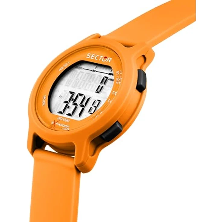 Sector No Limits EX-27 Herrenuhr, Digital, 43 mm, orangefarbenes Silikonarmband, wasserdicht bis 10 ATM – Bild 5