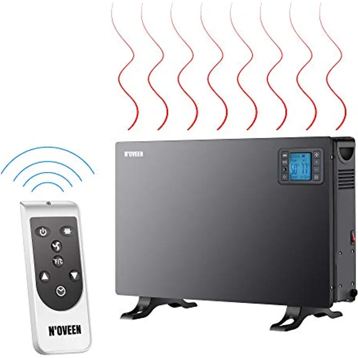 Noveen, moderne CH7100 SMART Konvektorheizung mit 2000 Watt LCD-Anzeige, 24-Stunden-Timer, 3 Heizstufen. Fernbedienung enthalten