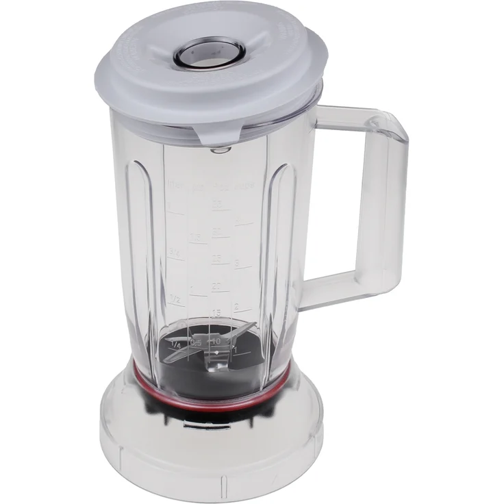 BOSCH Mixeraufsatz 11010038, transparent mit weißem Deckel, 1 Liter Fassungsvermögen, passend für Bosch und Siemens Küchenmaschinen