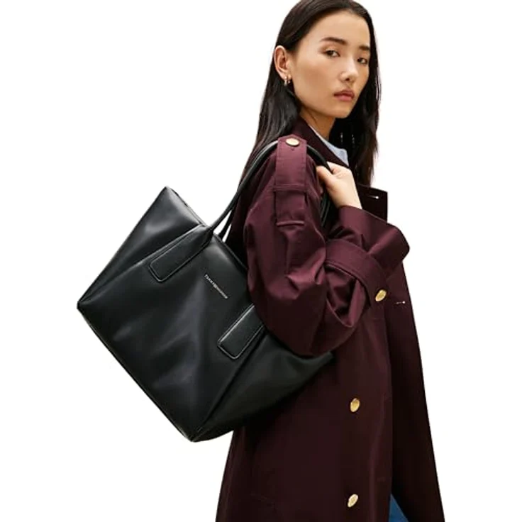 Tommy Hilfiger TH Essential Shopper Tasche, 44 cm, schwarz, 100% Polyurethan – Bild 3