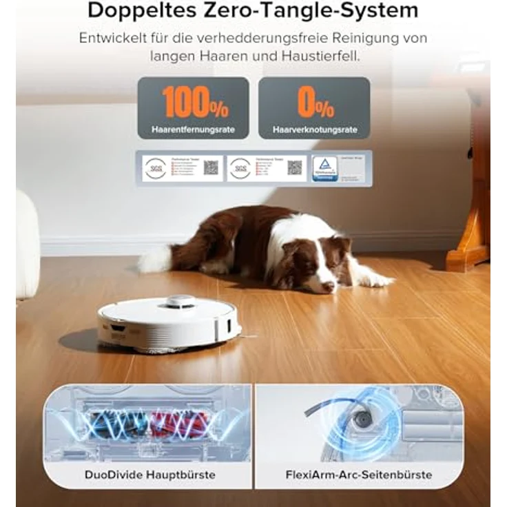 Roborock Qrevo Edge Saugroboter mit Wischfunktion, 18.500Pa Saugkraft, AdaptiLift™ Chassis, FlexiArm Design™, Dual Anti-Tangle-System, Hebarer Wischmopp, Sprachsteuerung „Hello Rocky“ – Bild 2