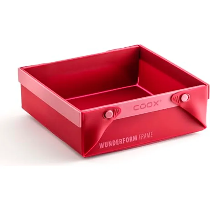 coox WUNDERFORM Frame SQ, faltbare Silikon Kastenform in Rot, 2,2 Liter Volumen, antihaftbeschichtet, spülmaschinenfest, für Kuchen, Brot und Aufläufe