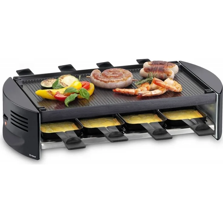 Trisa Raclette Party Raclette mit Alugussplatte für 8 Personen, Schwarz