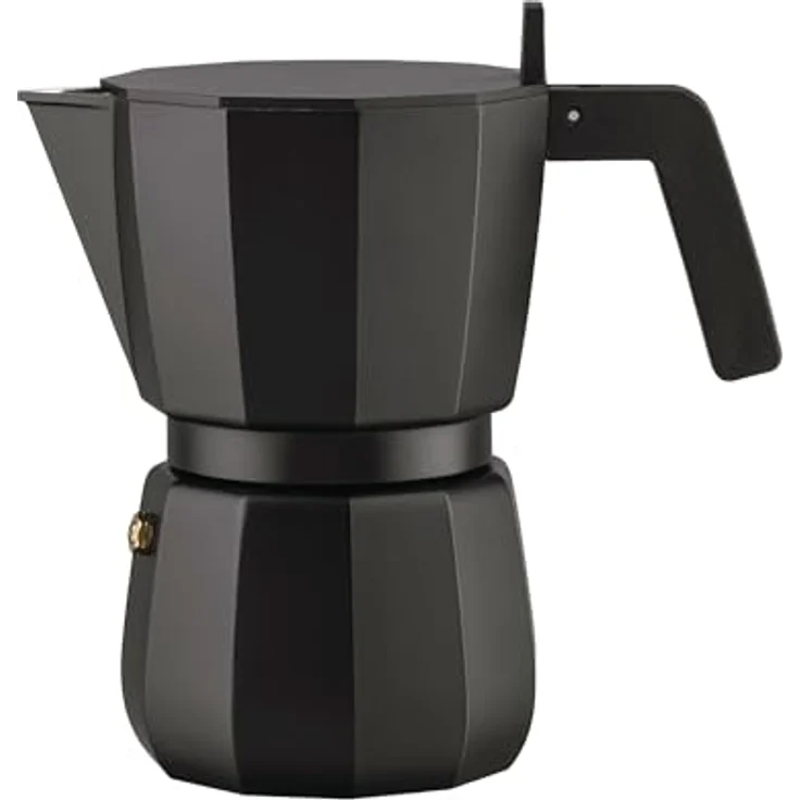 Alessi Espressokocher Moka Schwarz für 6 Tassen, 0,3l Kaffeekanne - Handwerklich hochwertige Espressomaschine von Alessi, entworfen vom Architekten David Chipperfield – Bild 2