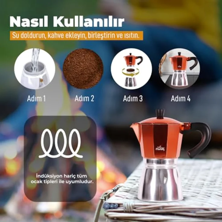 ANY MORNING Mokkamaschine Any Morning Herdkanne Espresso Aluminium Moka Kanne, 240 ml, Schwarz – Bild 9