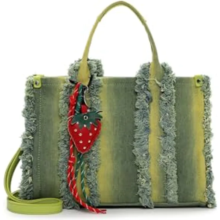 SURI FREY Shopper SFY Kally, zweifarbiger City Shopper mit Fransen und Innentaschen, beige/grau
