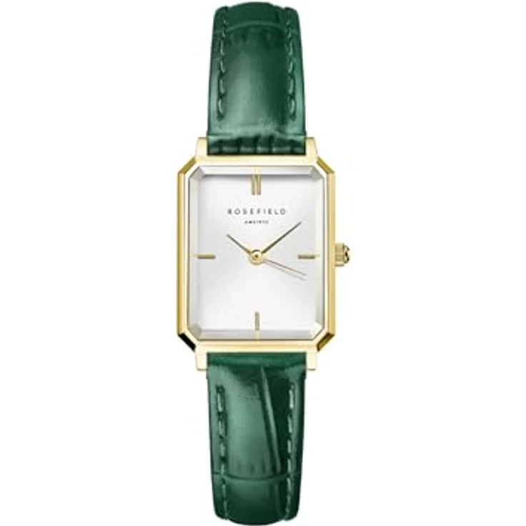 Rosefield Octagon XS, Damenuhr mit grünem Lederarmband, 24mm, wasserdicht bis 3 ATM – Bild 1