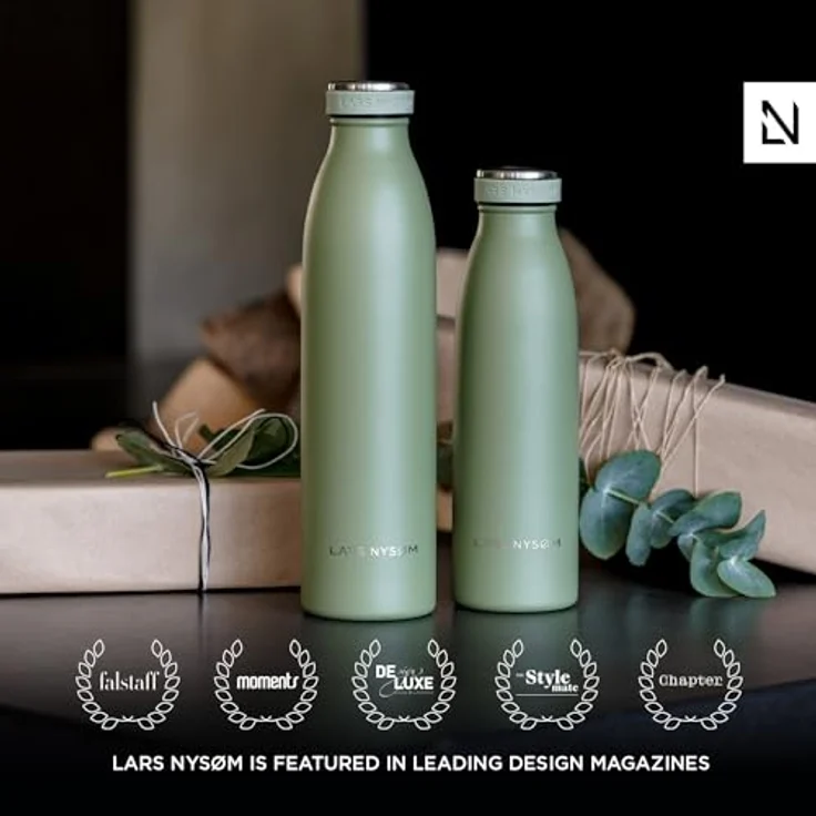 LARS NYSØM Edelstahl Trinkflasche 350ml, 500ml, 750ml, 1L, 1 5 liter | BPA-Frei Thermosflasche Kohlensäure geeignet | Auslaufsichere Wasserflasche für Sport, Outdoor, Schule (Niagara, 350ml) – Bild 3