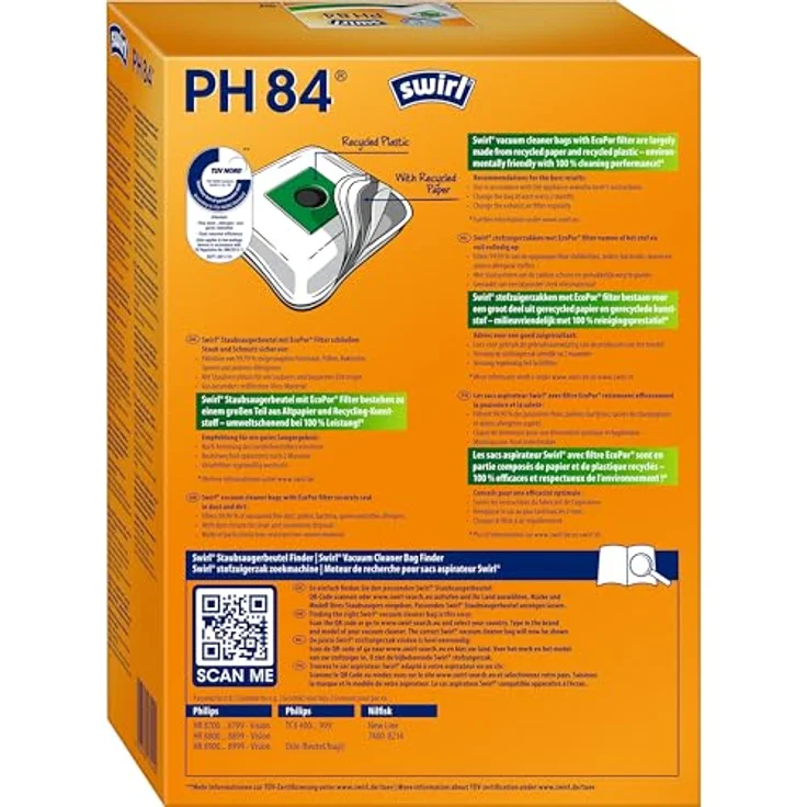 Swirl PH84 AirSpace Staubsaugerbeutel, 4 Stück, MicroPor® Plus Anti-Allergen-Filter, ressourcenschonend, made in Germany – Bild 2