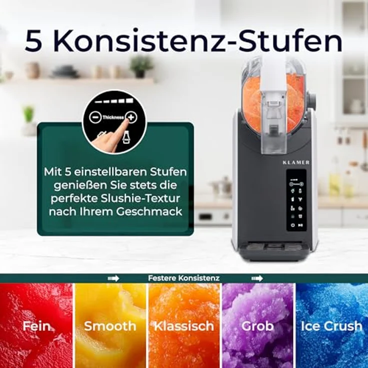 KLAMER Slush Maschine 2L, mit 5 voreingestellten Programmen für Slushie, Cocktail, Milchshake, Frappé und Wein, Auto-Reinigungsfunktion, Turbo Freeze, kein Eis erforderlich – Bild 4