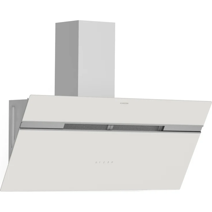 Klarstein Alina Dunstabzugshaube - 90cm Kopffreihaube, 615 m³/h, Touch Control, A Energieeffizienz, LED-Beleuchtung, Umluft & Abluft, Geräuscharm 54 dB, Weiß