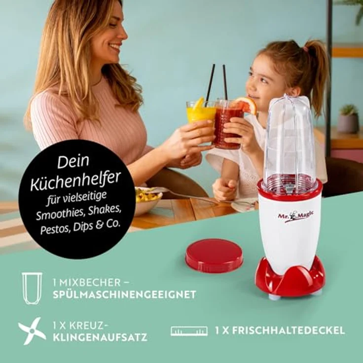 Gourmetmaxx Mr. Magic Smoothiemaker, 250 W, 0,5L Mixbehälter, inkl. Deckel - Preisvergleich – Bild 3