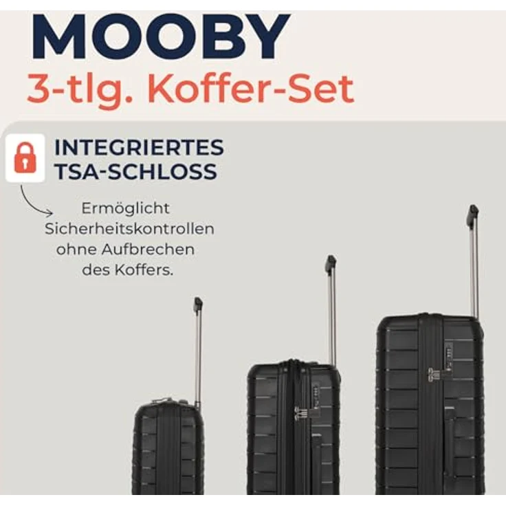 Travelite Koffer Set 3-teilig MOOBY, Hartschale mit Recyclinganteil, S/M/L (55/66/77 cm), 4 Doppelrollen, TSA-Schlösser – Trolley & Handgepäck – Bild 2