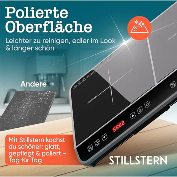 Stillstern Doppel-Induktionskochplatte ChefKoch Xtreme Duo 3600W, Glaskeramik, TurboBoost Technologie, 24h Timer – Bild 9