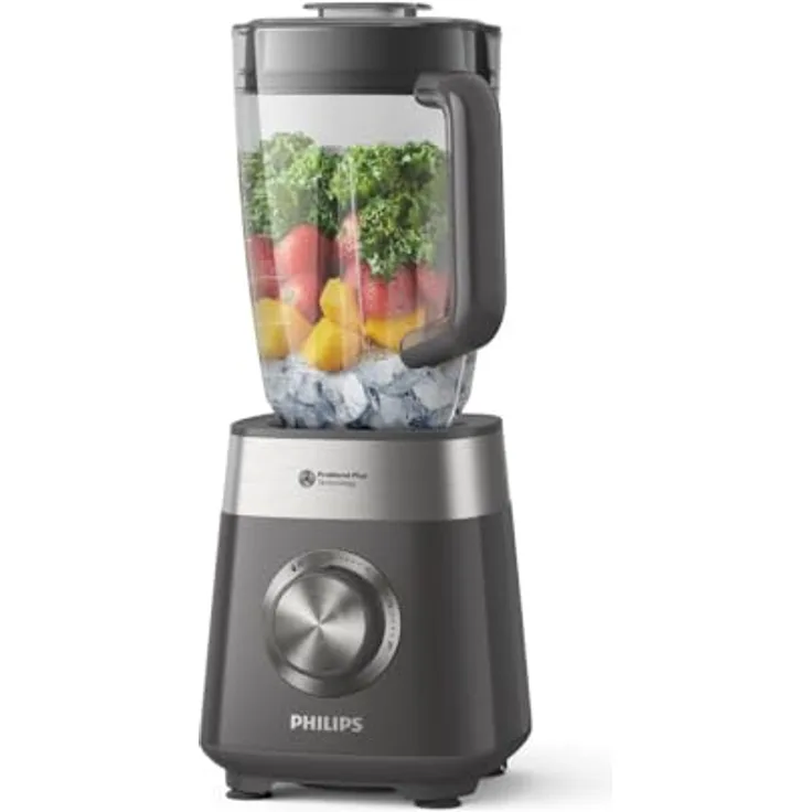 Versuni Philips 5000-Serie Standmixer - 1000 W. ProBlend Plus-Technologie. 2L maximales Fassungsvermögen. Spülmaschinengeeignete Teile. Schwarz (HR3020/20)