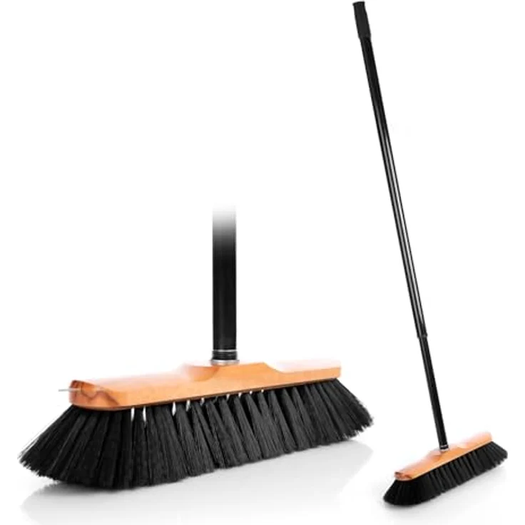 BigDean Kehrgarnitur 2 Stück Zimmerbesen, 150 cm ausziehbar, Rosshaar Borsten, für empfindliche Böden, ergonomisch und platzsparend, Made in Germany – Bild 8