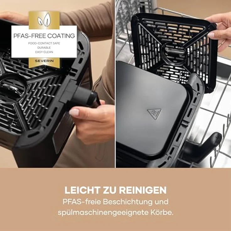SEVERIN Severin® S-Fry Duo Stack Heißluftfritteuse FR 9598, 11 Liter, 9 Automatikprogramme, einklappbares LED-Touch-Display – Bild 11