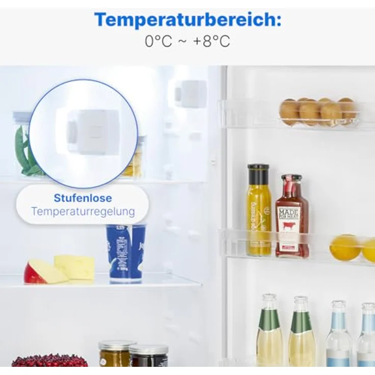 Bomann VS 7363 inox, Kühlschrank ohne Gefrierfach, 242L, 5 Ablagen, leiser Getränkekühlschrank, Temperaturbereich 0° - 8°C – Bild 4