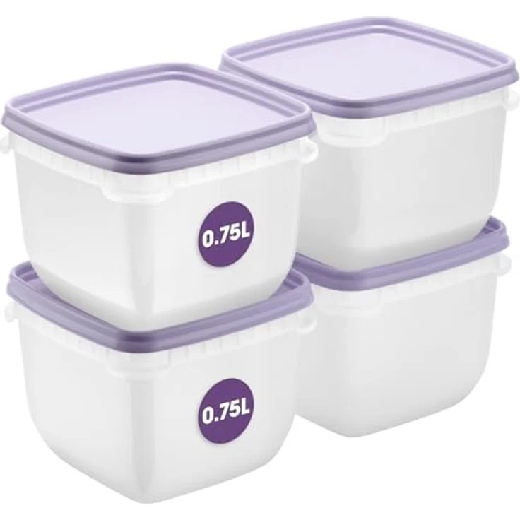 SmartStore Frischhaltedosen 0.75L 4er Set, BPA-freie Aufbewahrungsboxen für Kühlschrank und Gefrierschrank, stapelbar und spülmaschinenfest – Bild 1