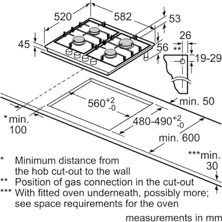 Bosch PGP6B5B90 Gaskochfeld, Serie 4, Einbaugerät, Breite 60 cm, 4 Zonen, edelstahl – Bild 6